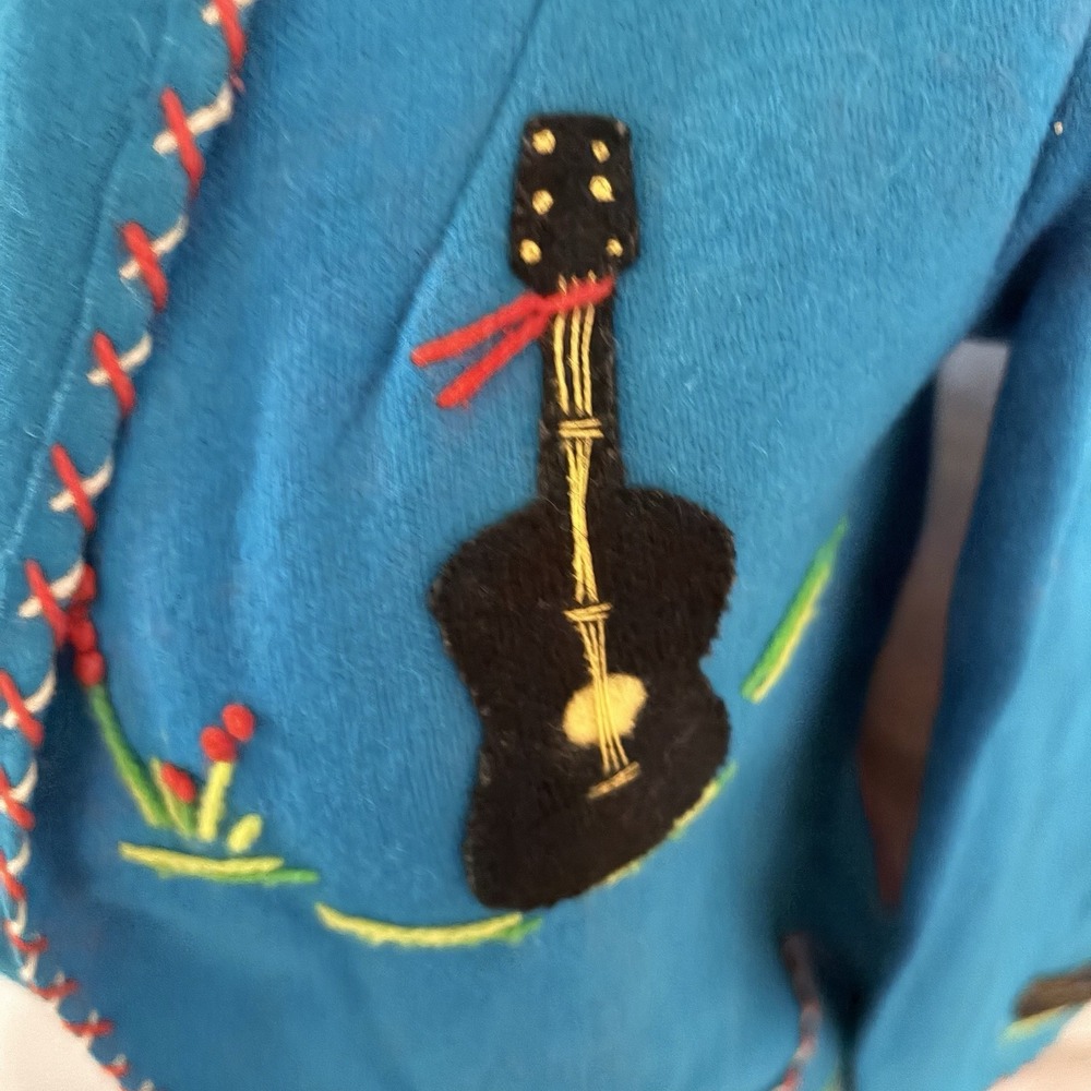Hand Embroidered 1940s Lopez Vintage Mexican Souvenir Felt Applique Jacket 36 - Picture 2 of 11